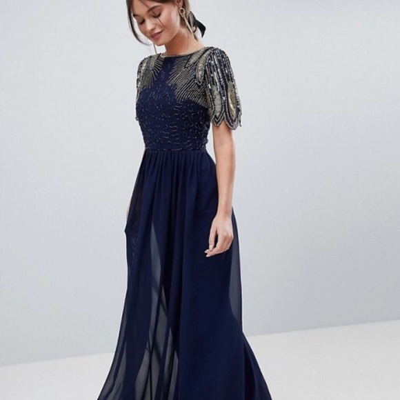 Asos navy embellished maxi homecoming wedding - Picture 4 of 8